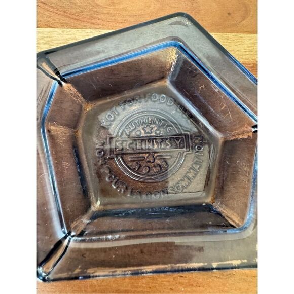 Glass bundle of 2 scents asymmetrical blue clear miniature candle holder cup tri - Picture 3 of 6